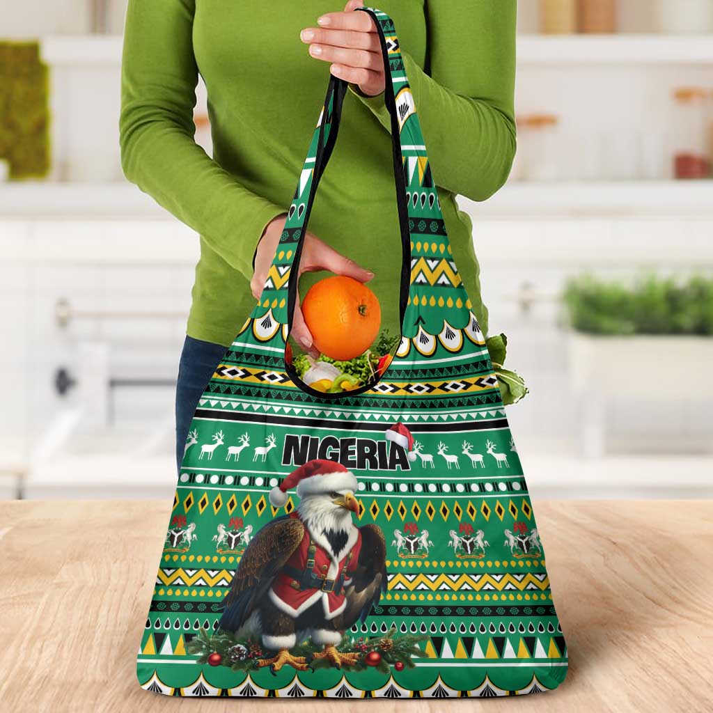 Nigeria Christmas Grocery Bag Eagle Santa African Pattern