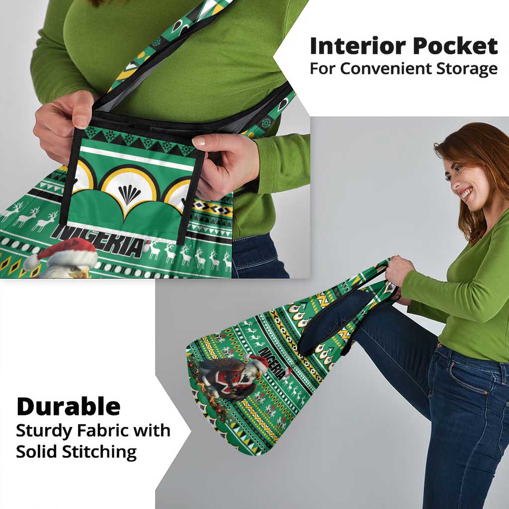 Nigeria Christmas Grocery Bag Eagle Santa African Pattern