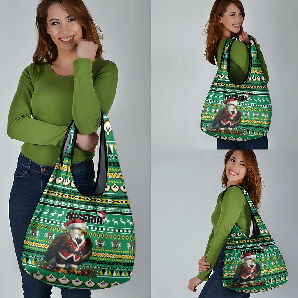 Nigeria Christmas Grocery Bag Eagle Santa African Pattern