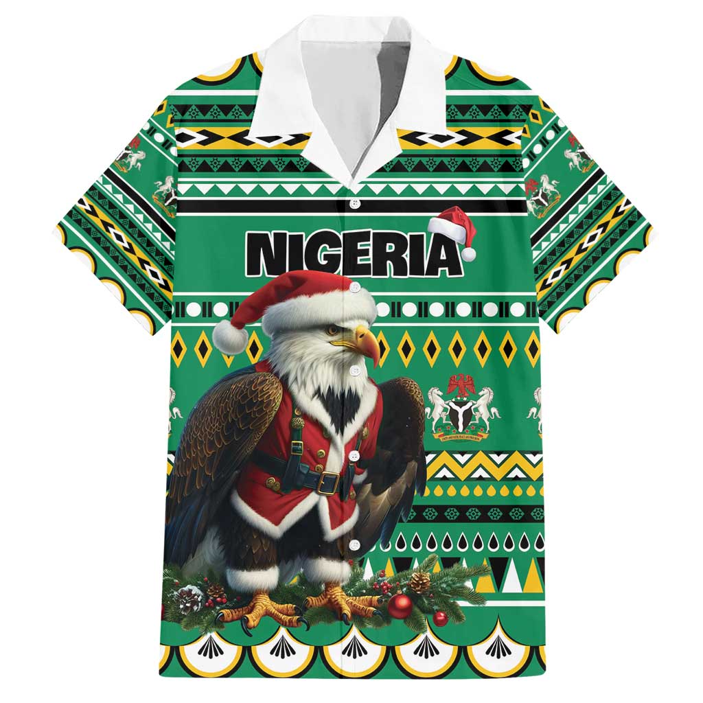 Nigeria Christmas Hawaiian Shirt Eagle Santa African Pattern - Wonder Print Shop