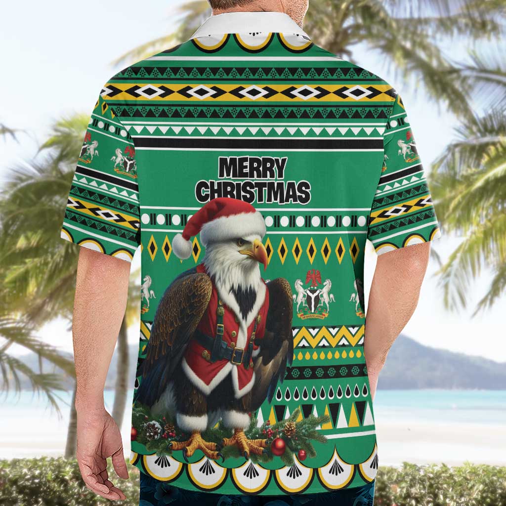 Nigeria Christmas Hawaiian Shirt Eagle Santa African Pattern - Wonder Print Shop