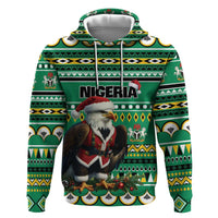Nigeria Christmas Hoodie Eagle Santa African Pattern - Wonder Print Shop