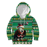 Nigeria Christmas Kid Hoodie Eagle Santa African Pattern - Wonder Print Shop