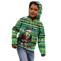 Nigeria Christmas Kid Hoodie Eagle Santa African Pattern - Wonder Print Shop