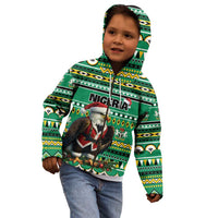 Nigeria Christmas Kid Hoodie Eagle Santa African Pattern - Wonder Print Shop