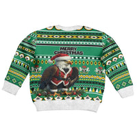 Nigeria Christmas Kid Ugly Christmas Sweater Eagle Santa African Pattern - Wonder Print Shop
