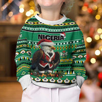 Nigeria Christmas Kid Ugly Christmas Sweater Eagle Santa African Pattern - Wonder Print Shop
