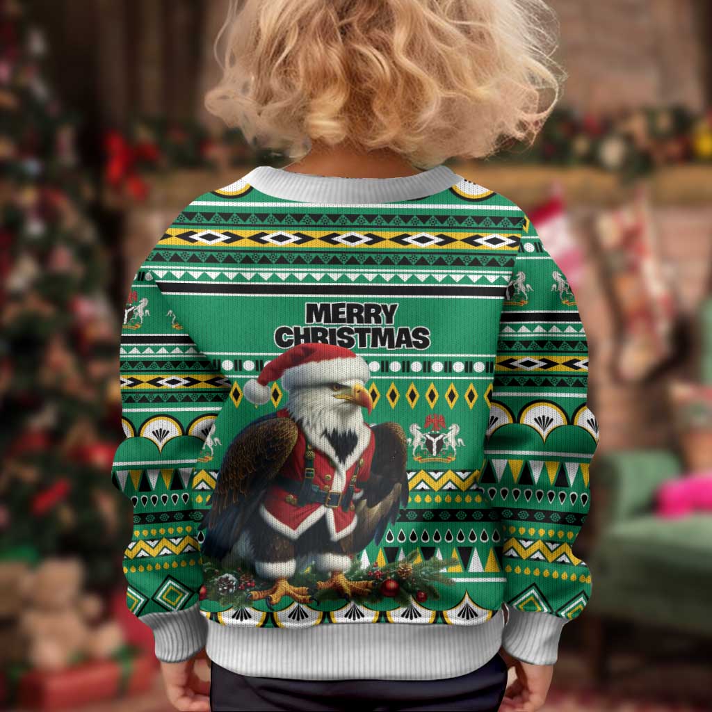 Nigeria Christmas Kid Ugly Christmas Sweater Eagle Santa African Pattern - Wonder Print Shop