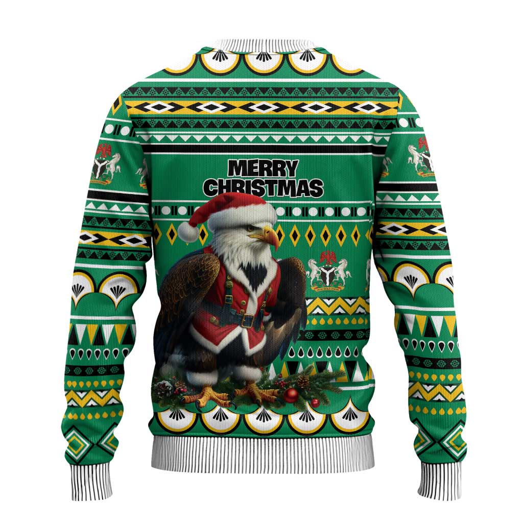 Nigeria Christmas Ugly Christmas Sweater Eagle Santa African Pattern - Wonder Print Shop