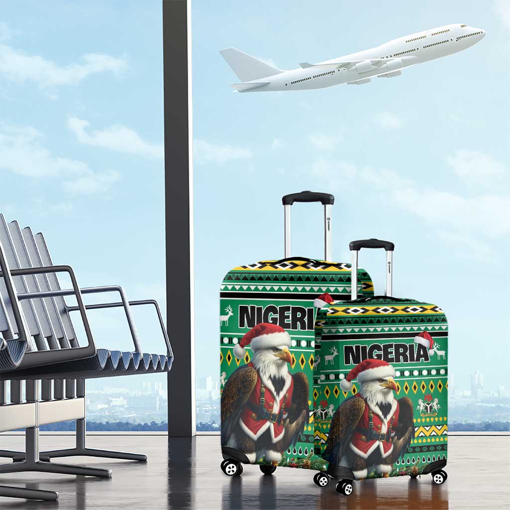 Nigeria Christmas Luggage Cover Eagle Santa African Pattern - Wonder Print Shop