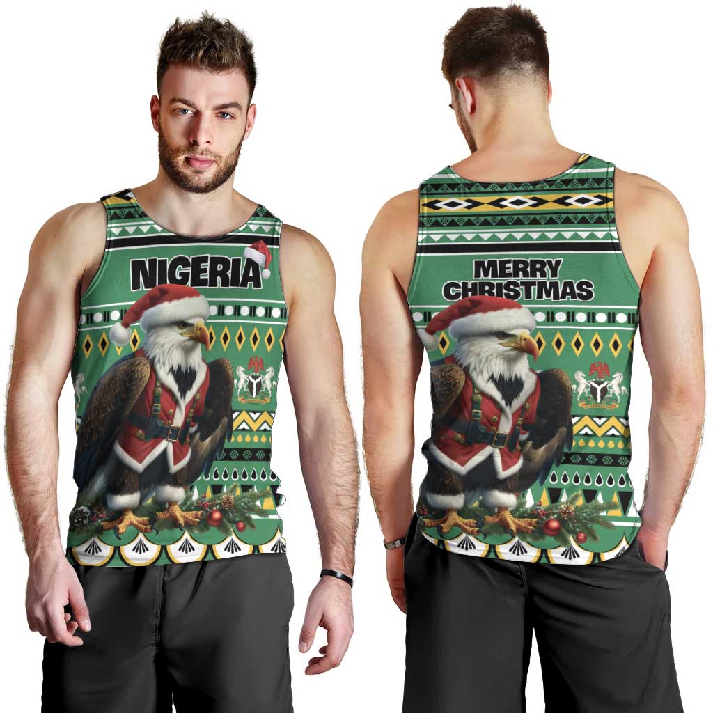 Nigeria Christmas Men Tank Top Eagle Santa African Pattern - Wonder Print Shop