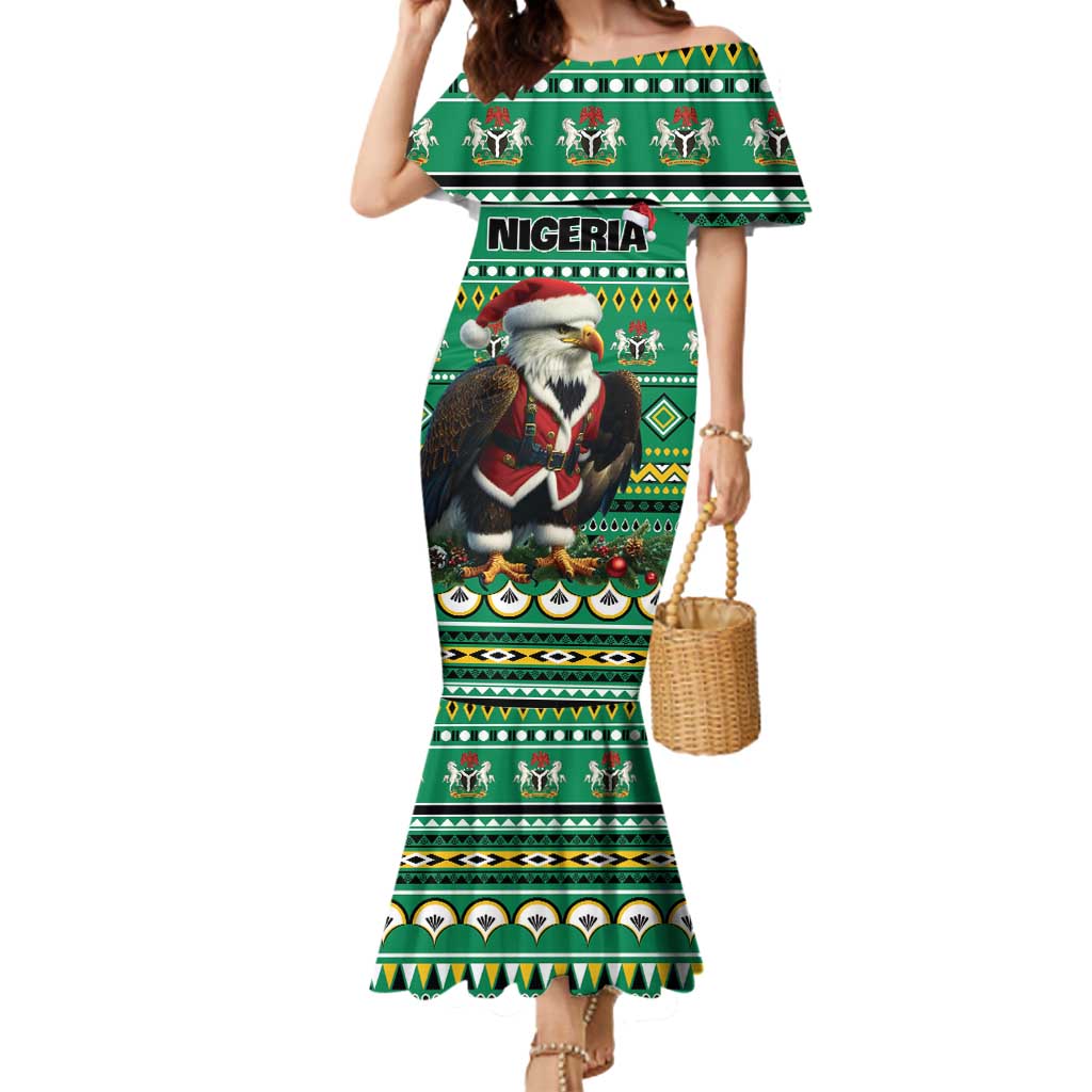 Nigeria Christmas Mermaid Dress Eagle Santa African Pattern - Wonder Print Shop