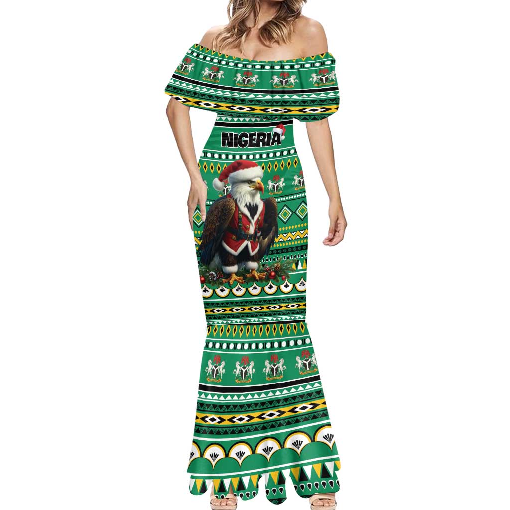 Nigeria Christmas Mermaid Dress Eagle Santa African Pattern - Wonder Print Shop