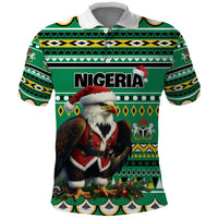 Nigeria Christmas Polo Shirt Eagle Santa African Pattern - Wonder Print Shop