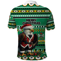 Nigeria Christmas Polo Shirt Eagle Santa African Pattern - Wonder Print Shop