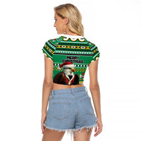 Nigeria Christmas Raglan Cropped T Shirt Eagle Santa African Pattern - Wonder Print Shop