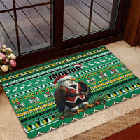 Nigeria Christmas Rubber Doormat Eagle Santa African Pattern - Wonder Print Shop