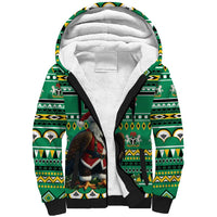 Nigeria Christmas Sherpa Hoodie Eagle Santa African Pattern - Wonder Print Shop