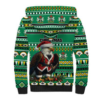 Nigeria Christmas Sherpa Hoodie Eagle Santa African Pattern - Wonder Print Shop