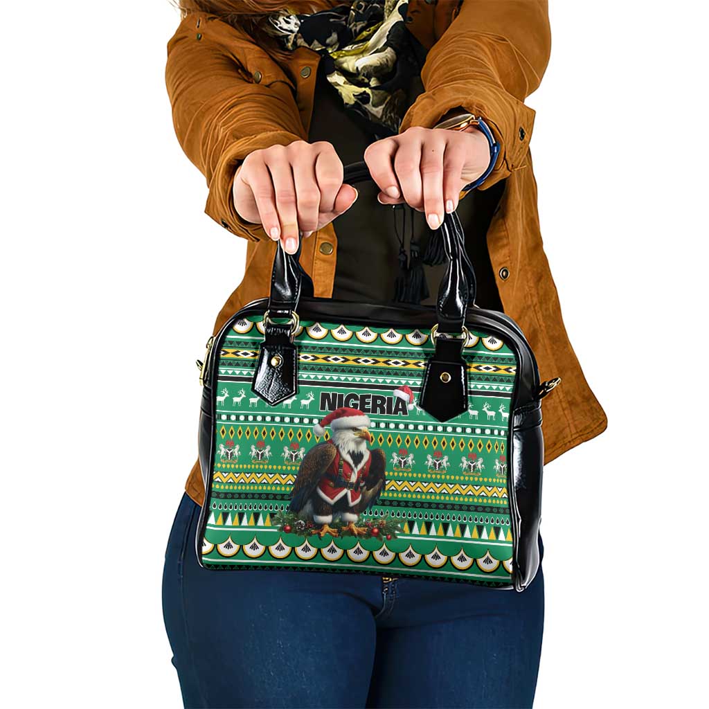 Nigeria Christmas Shoulder Handbag Eagle Santa African Pattern