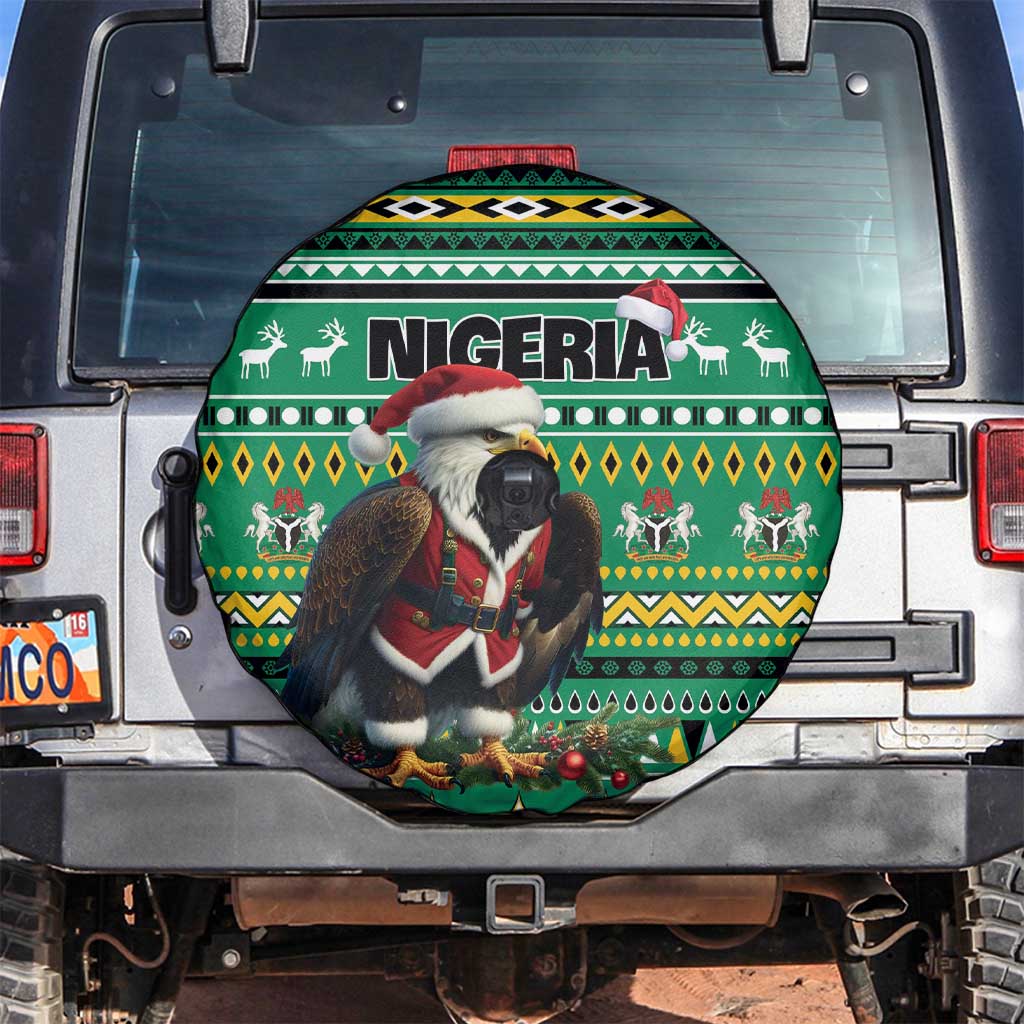 Nigeria Christmas Spare Tire Cover Eagle Santa African Pattern - Wonder Print Shop