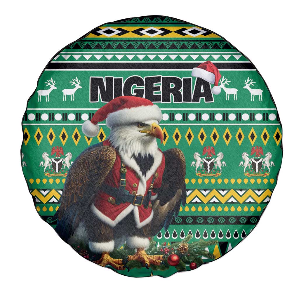 Nigeria Christmas Spare Tire Cover Eagle Santa African Pattern - Wonder Print Shop