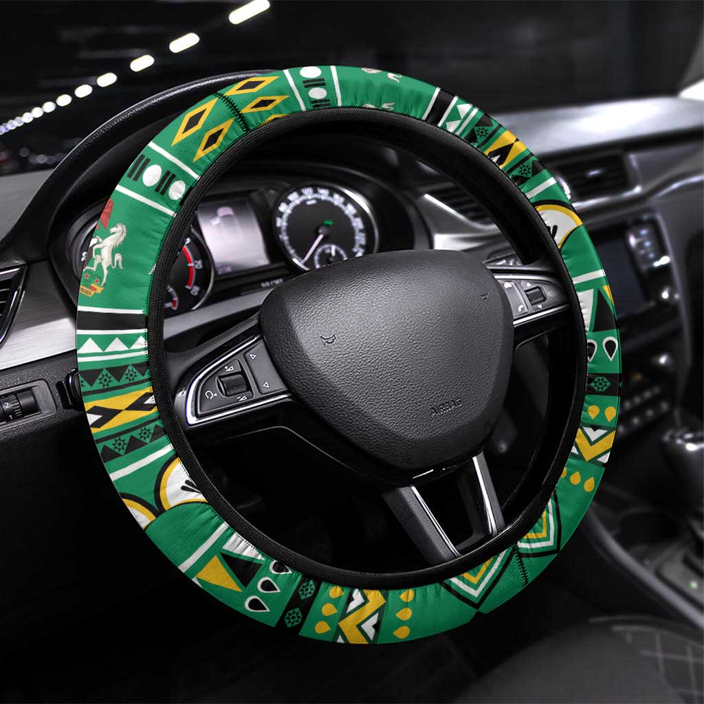 Nigeria Christmas Steering Wheel Cover Eagle Santa African Pattern - Wonder Print Shop