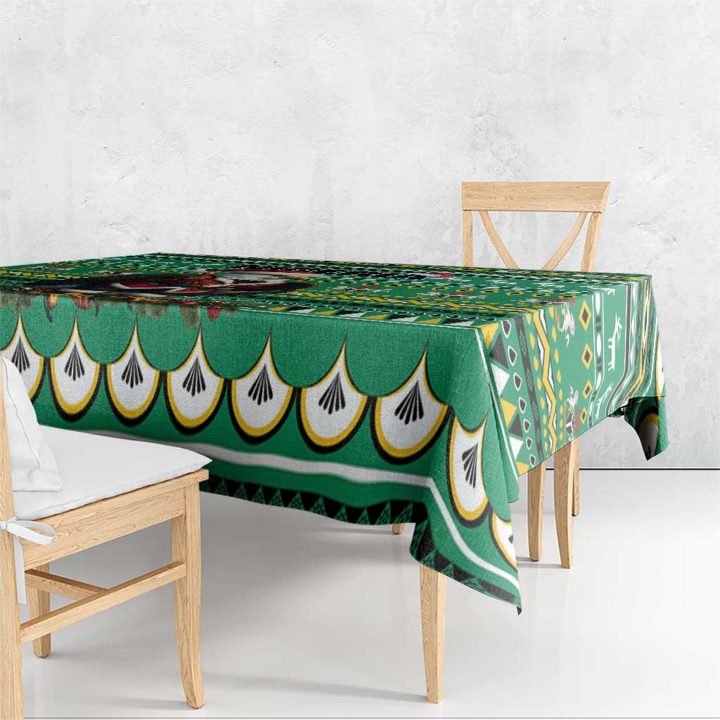 Nigeria Christmas Tablecloth Eagle Santa African Pattern - Wonder Print Shop