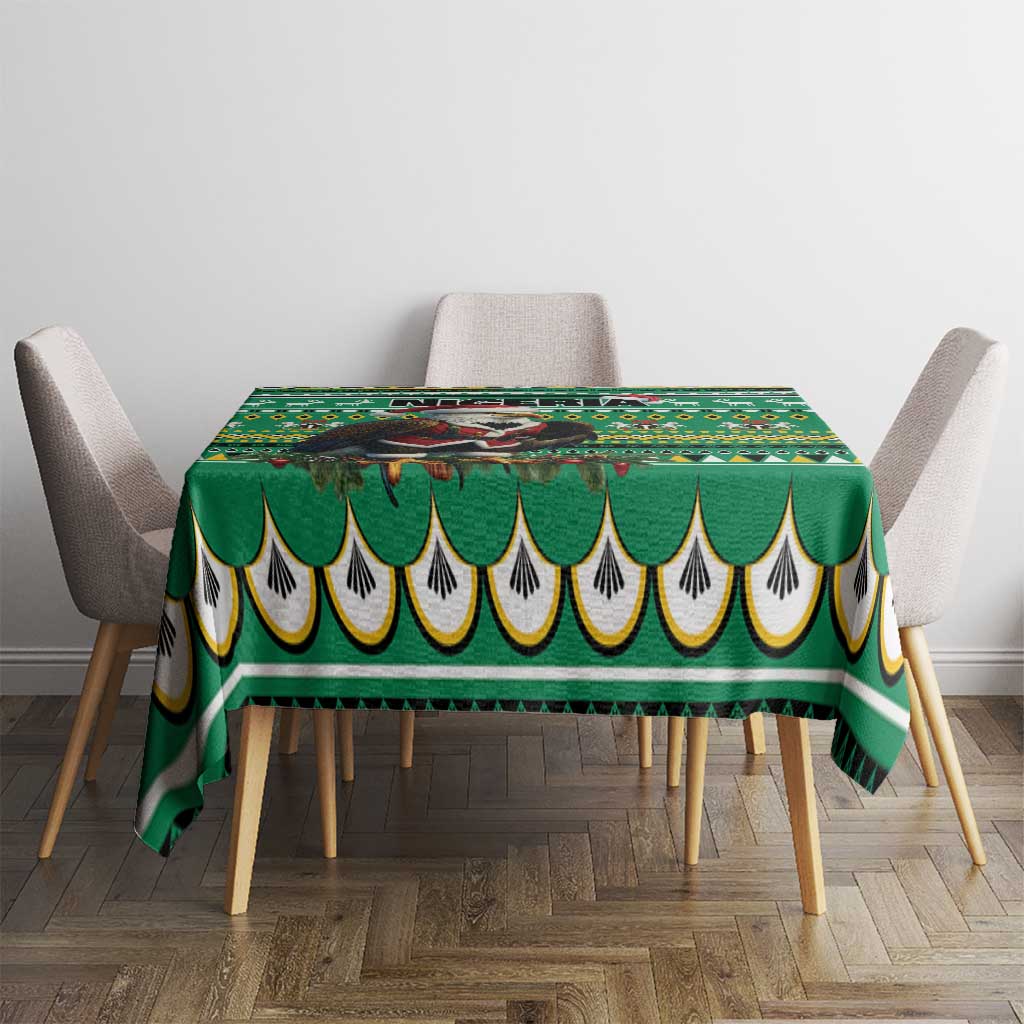 Nigeria Christmas Tablecloth Eagle Santa African Pattern - Wonder Print Shop