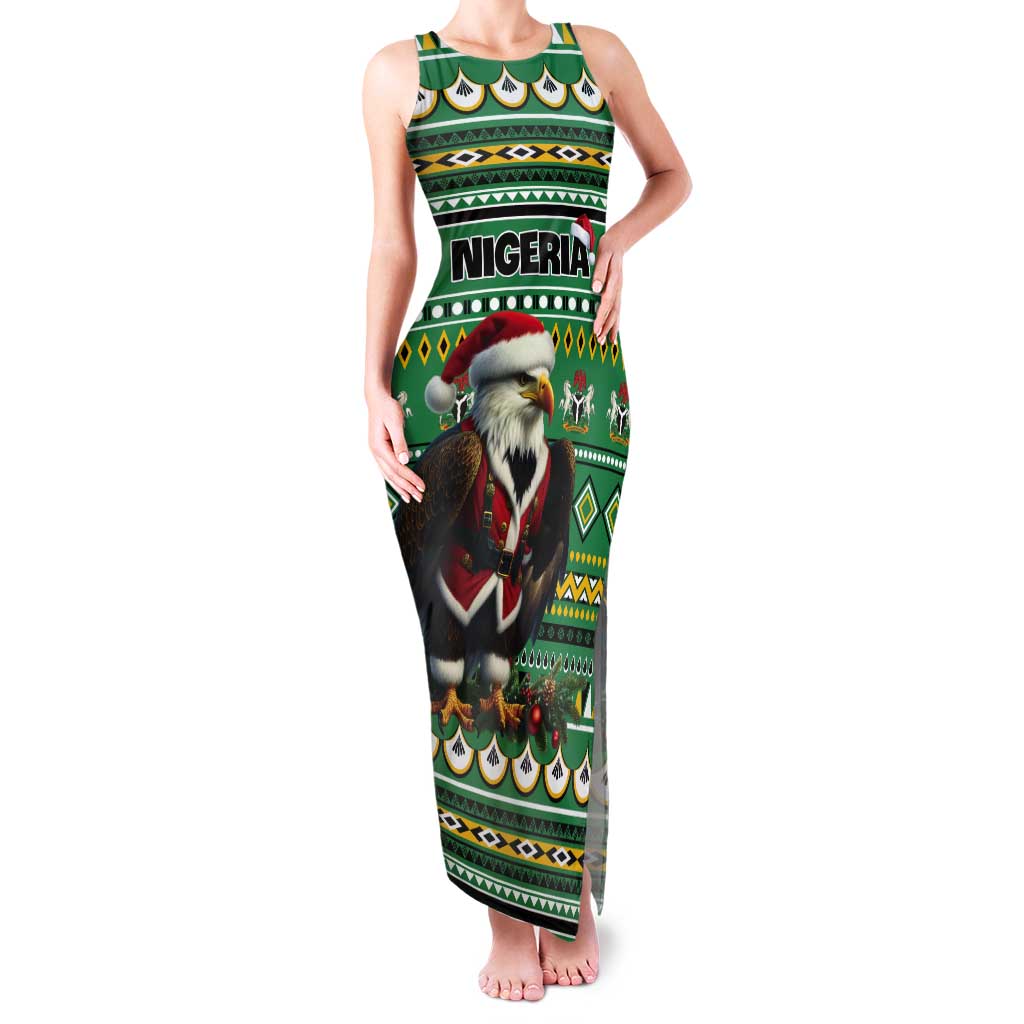 Nigeria Christmas Tank Maxi Dress Eagle Santa African Pattern - Wonder Print Shop