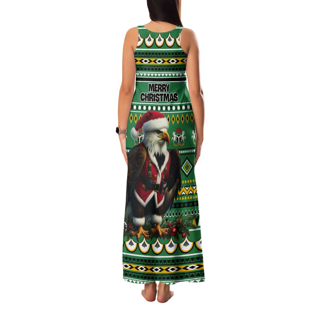 Nigeria Christmas Tank Maxi Dress Eagle Santa African Pattern - Wonder Print Shop