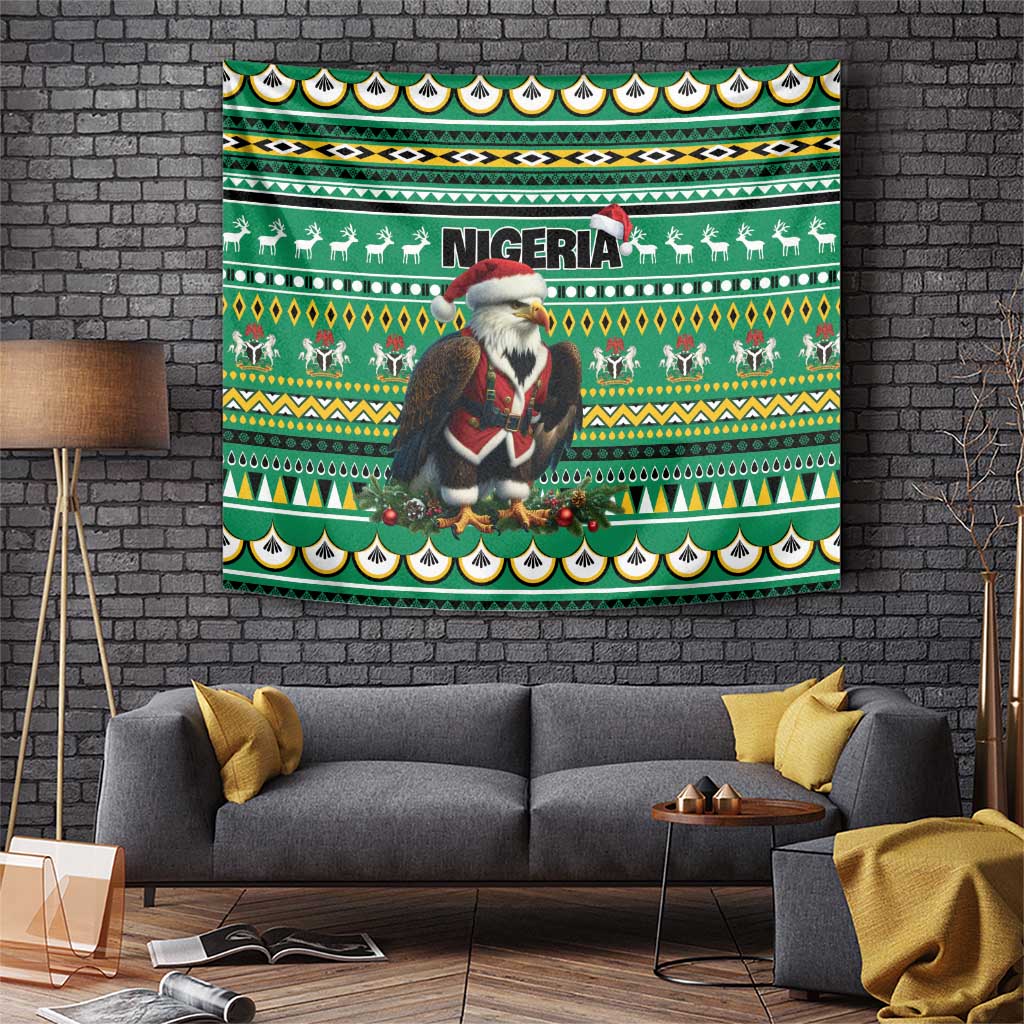 Nigeria Christmas Tapestry Eagle Santa African Pattern - Wonder Print Shop
