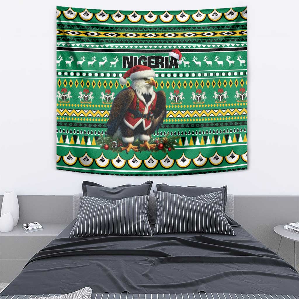 Nigeria Christmas Tapestry Eagle Santa African Pattern - Wonder Print Shop