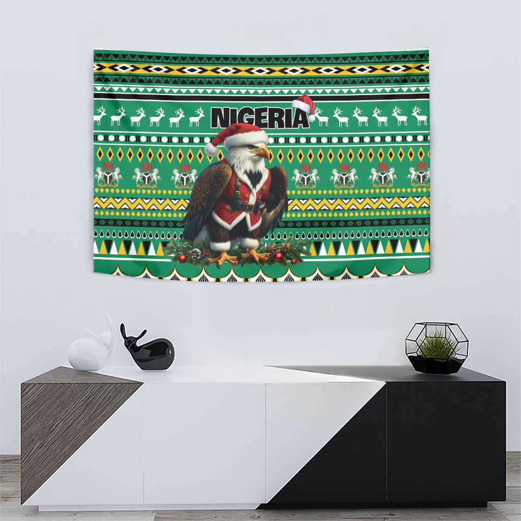 Nigeria Christmas Tapestry Eagle Santa African Pattern - Wonder Print Shop