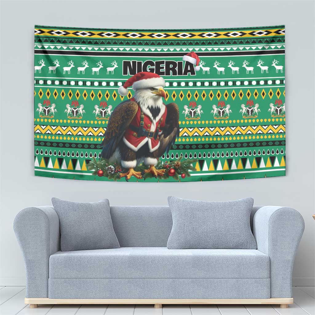 Nigeria Christmas Tapestry Eagle Santa African Pattern - Wonder Print Shop