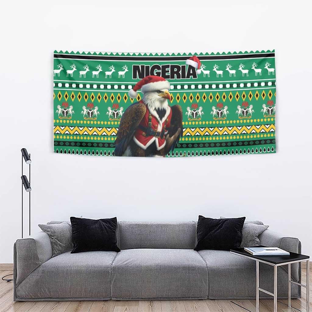 Nigeria Christmas Tapestry Eagle Santa African Pattern - Wonder Print Shop