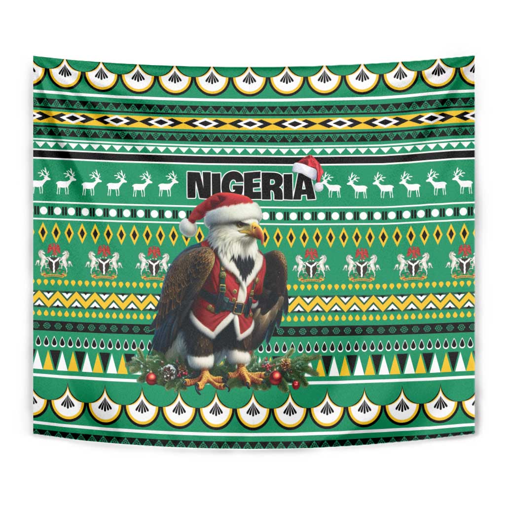 Nigeria Christmas Tapestry Eagle Santa African Pattern - Wonder Print Shop
