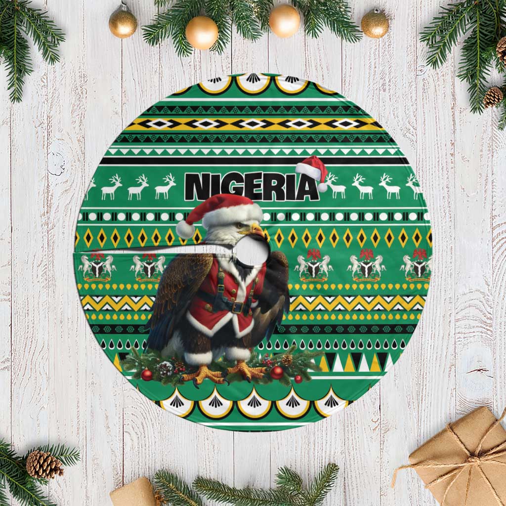 Nigeria Christmas Tree Skirt Eagle Santa African Pattern - Wonder Print Shop