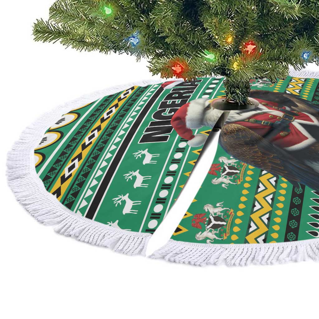 Nigeria Christmas Tree Skirt Eagle Santa African Pattern - Wonder Print Shop