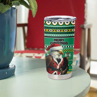 Nigeria Christmas Tumbler Cup Eagle Santa African Pattern - Wonder Print Shop