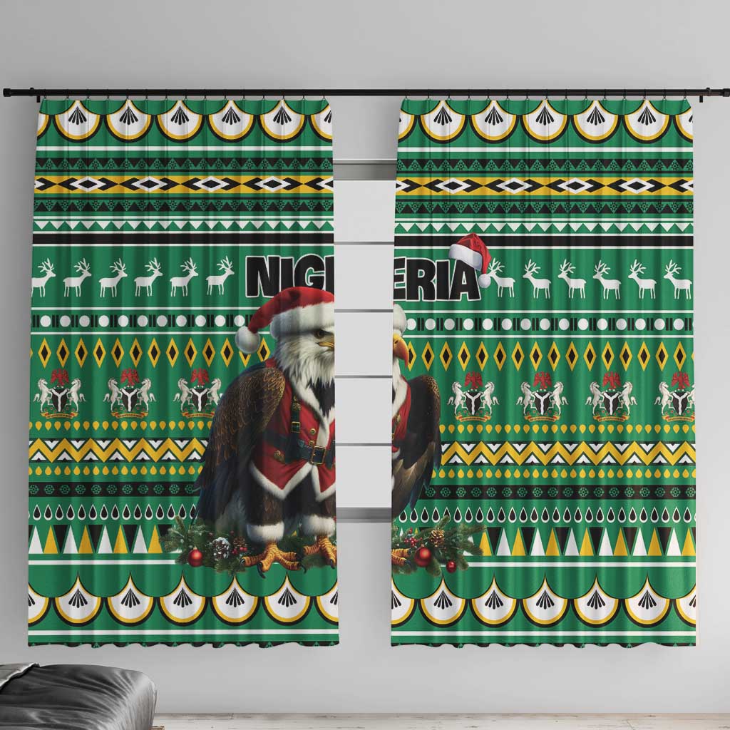 Nigeria Christmas Window Curtain Eagle Santa African Pattern - Wonder Print Shop