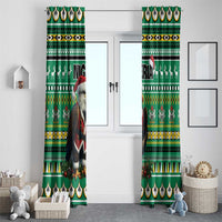 Nigeria Christmas Window Curtain Eagle Santa African Pattern - Wonder Print Shop