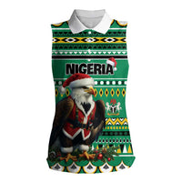 Nigeria Christmas Women Sleeveless Polo Shirt Eagle Santa African Pattern - Wonder Print Shop