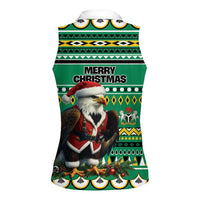 Nigeria Christmas Women Sleeveless Polo Shirt Eagle Santa African Pattern - Wonder Print Shop