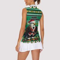 Nigeria Christmas Women Sleeveless Polo Shirt Eagle Santa African Pattern - Wonder Print Shop