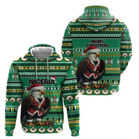 Nigeria Christmas Zip Hoodie Eagle Santa African Pattern - Wonder Print Shop