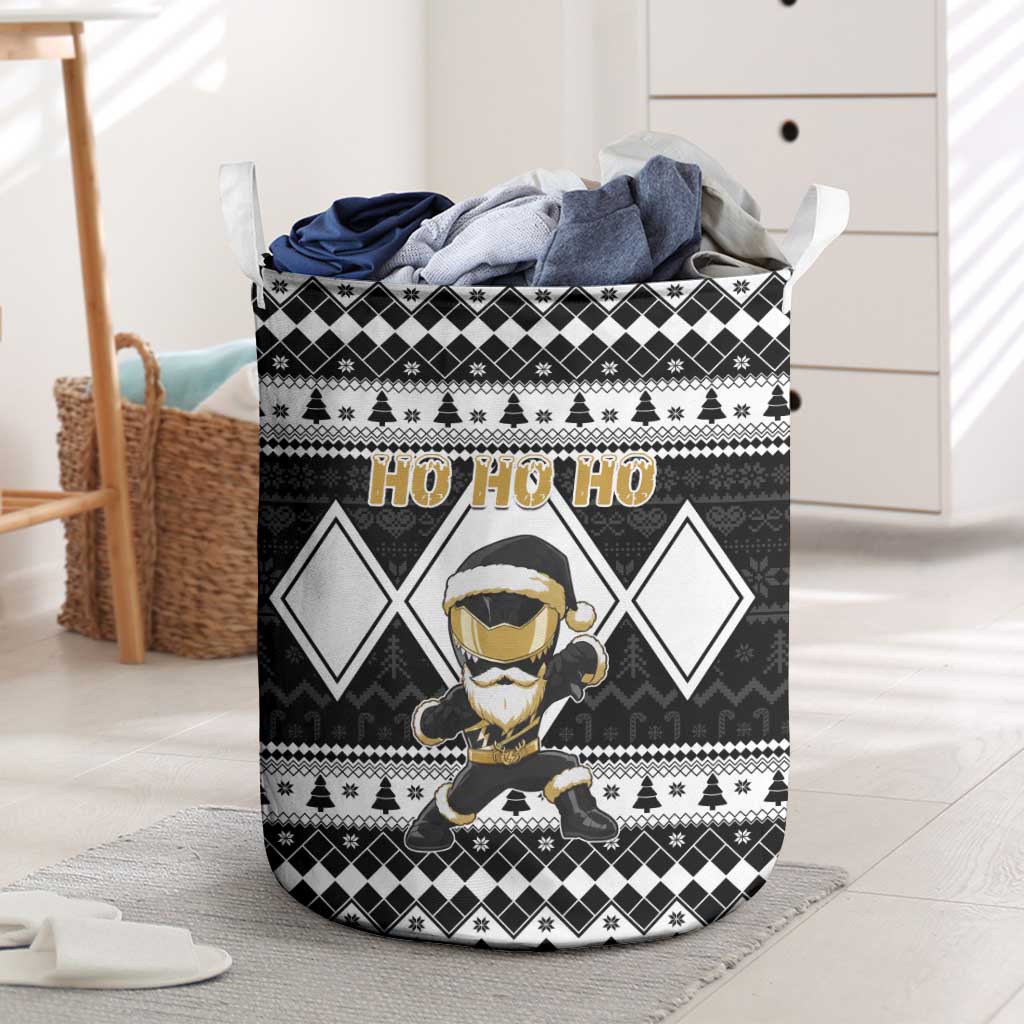 Power Black Ranger Santa Claus Laundry Basket Funny Christmas - Wonder Print Shop