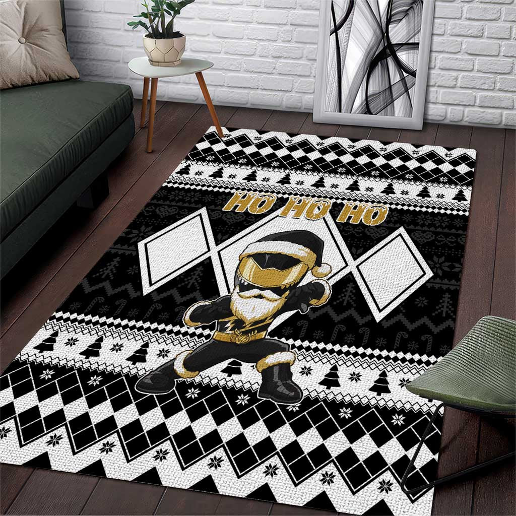 Power Black Ranger Santa Claus Area Rug Funny Christmas - Wonder Print Shop