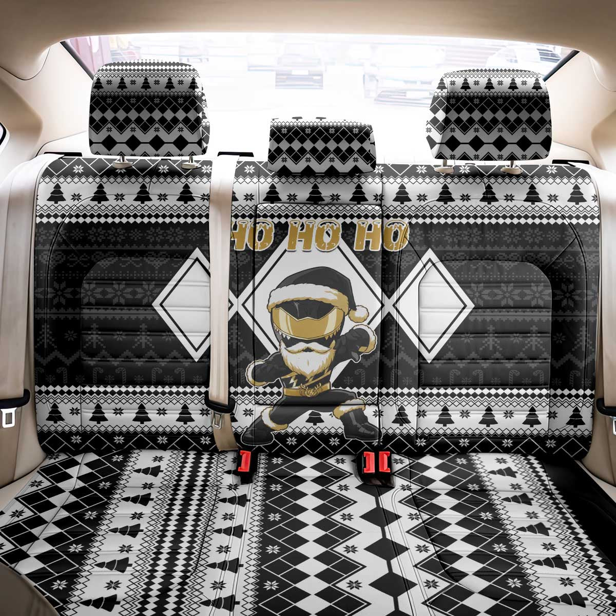 Power Black Ranger Santa Claus Back Car Seat Cover Funny Christmas - Wonder Print Shop