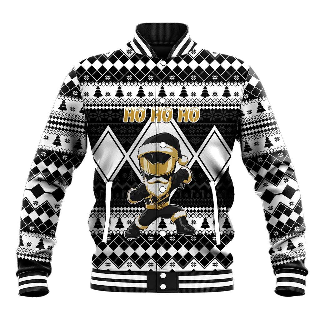 Personalized Power Black Ranger Santa Claus Baseball Jacket Funny Christmas - Wonder Print Shop